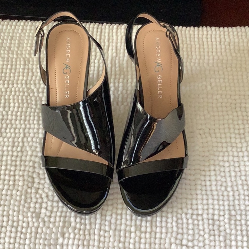 Andrew Geller Glossy Black Slingback Heels